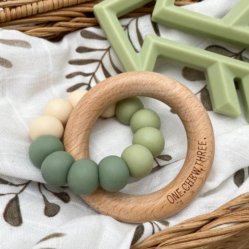 ONE CHEW THREE Teether - Olive Ombre