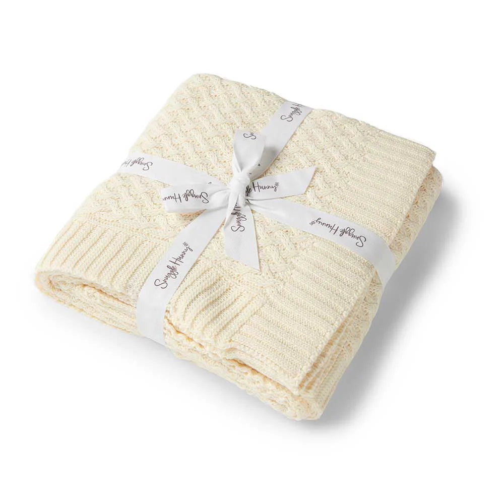 Snuggle Hunny Diamond Knit Baby Blanket - Cream
