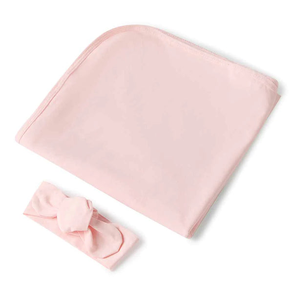 SNUGGLE HUNNY Organic Jersey Wrap & Topknot set - Baby Pink