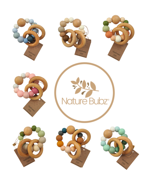 Exciting new range 📢 Nature Bubz teether rattles 🌿 Hand-made by Perth mum, Gina. Independently safety-tested !! Add a a fun pop of colour in your next gift box 🦷🌈