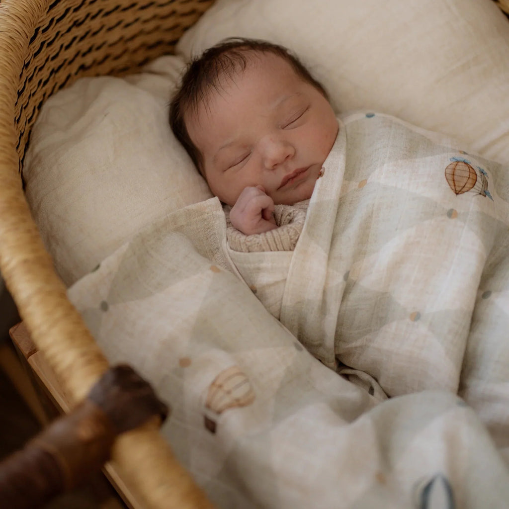 ☁️🎈☁️ Introducing the stunning new Up and Away Muslin Swaddle from Pop Ya Tot. Big dreams begin here 💭