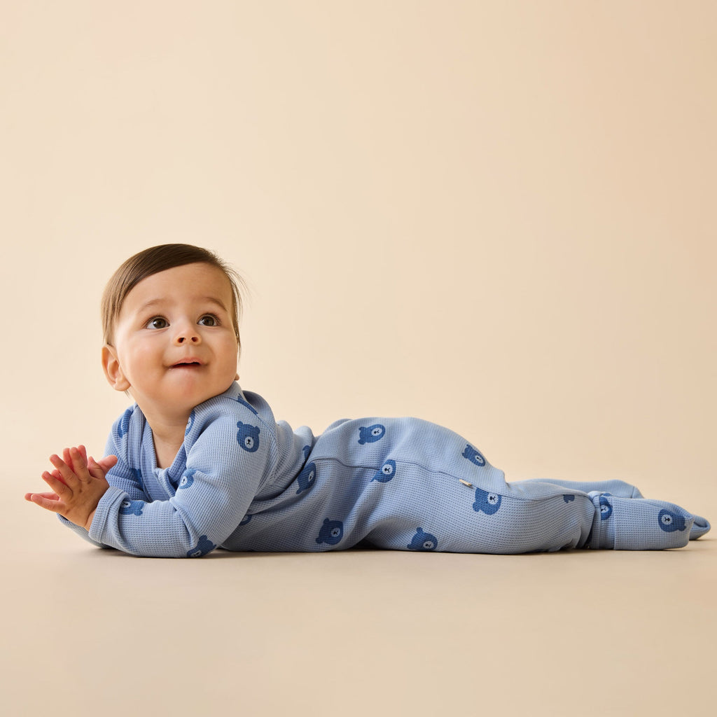💙 Spotlight on our new Wilson & Frenchy Bear Hugs Waffle Zipsuit 🐻 Too cute 💙