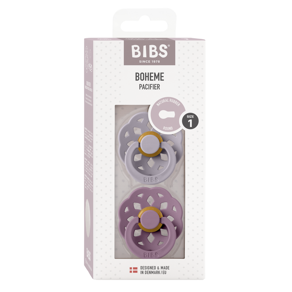 BIBS Boheme Pacifier 2 Pack - Size 1 - Fossil Grey/Mauve