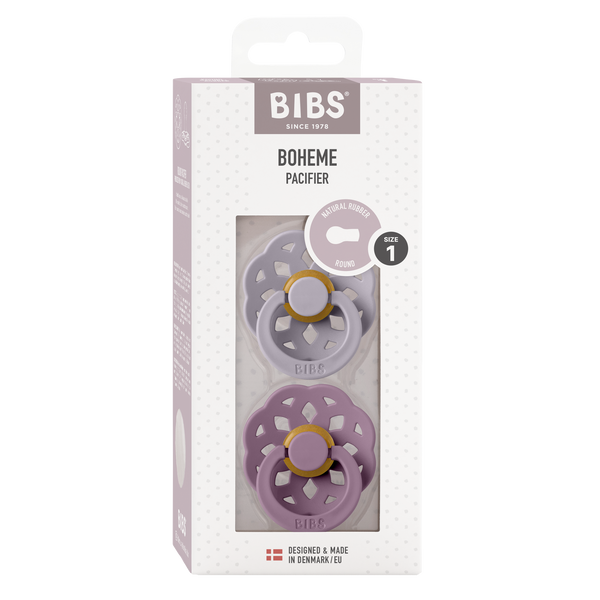 BIBS Boheme Pacifier 2 Pack - Size 1 - Fossil Grey/Mauve