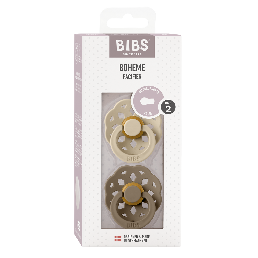 BIBS Boheme Pacifier 2 Pack - Size 2 - Vanilla/Dark Oak