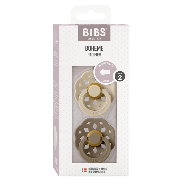 BIBS Boheme Pacifier 2 Pack - Size 2 - Vanilla/Dark Oak
