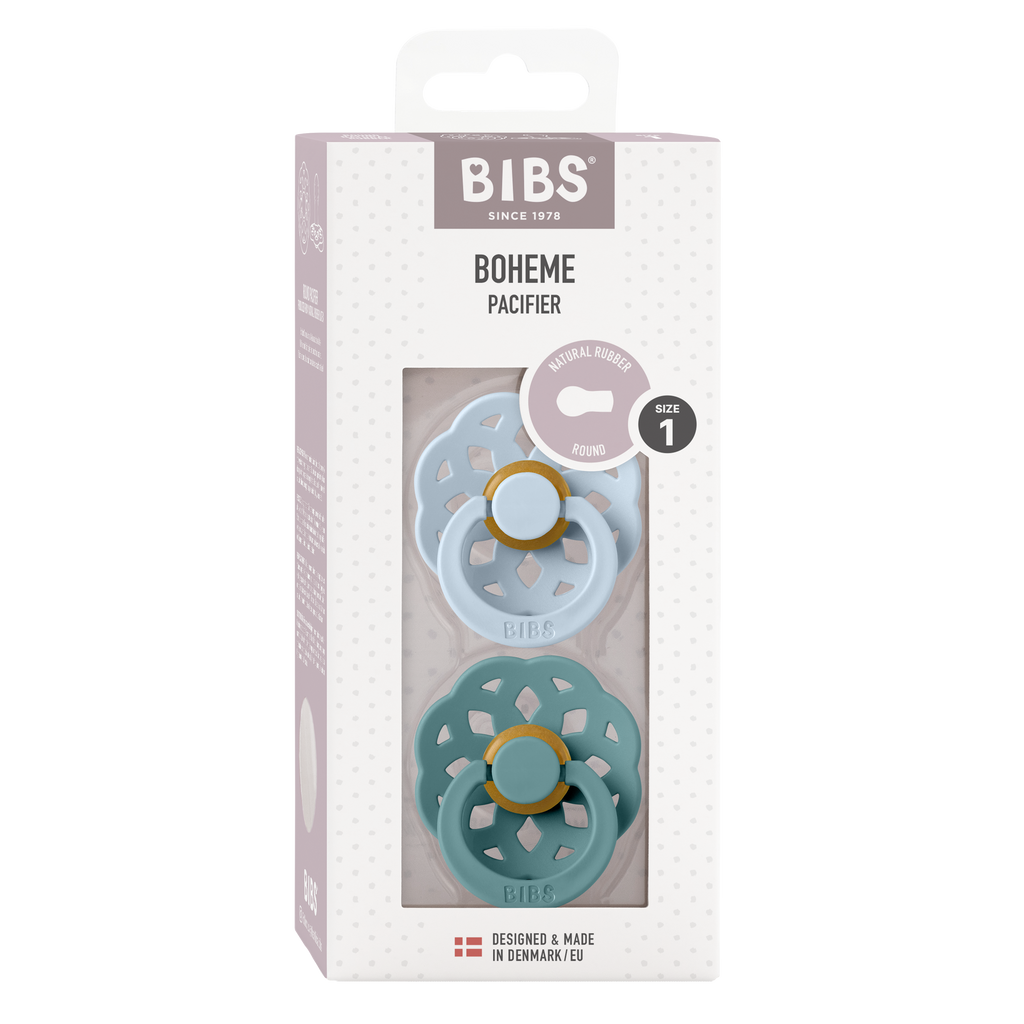 BIBS Boheme Pacifier 2 Pack - Baby Blue/Island Sea
