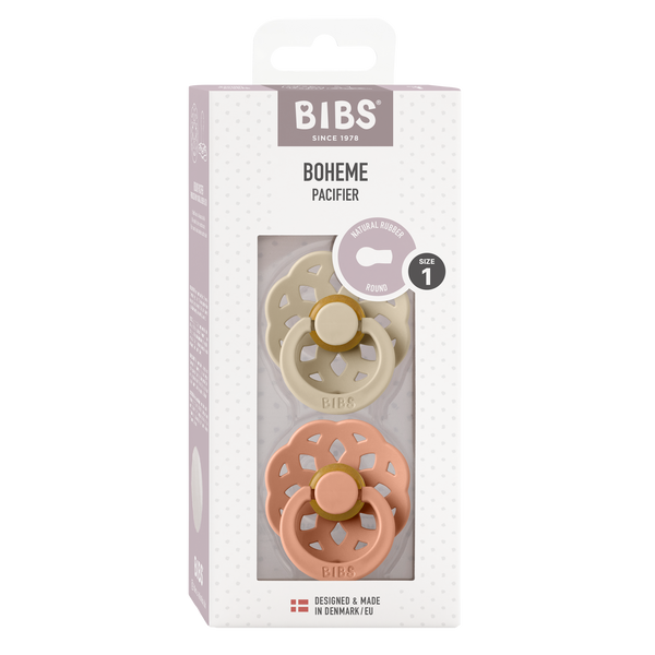 BIBS Boheme Pacifier 2 Pack - Size 1 - Vanilla/Peach
