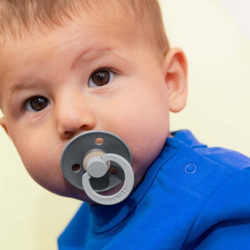 BIBS Fusion Colour Pacifier 2 Pack - Size 1 - Baby Blue/Petrol Mix lifestyle