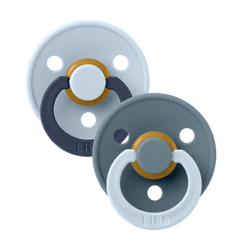 BIBS Fusion Colour Pacifier 2 Pack - Size 1 - Baby Blue/Petrol Mix