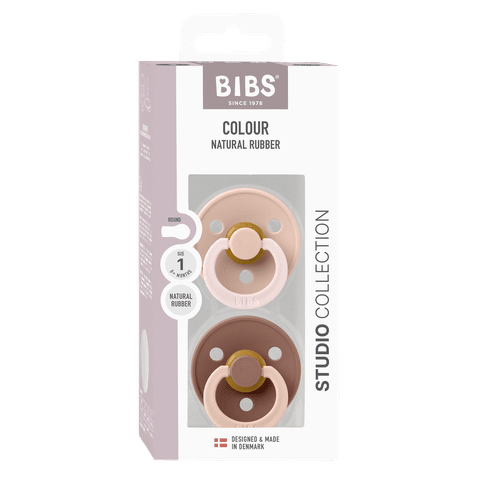 BIBS Fusion Colour Pacifier 2 Pack - Size 1 - Blush/Woodchuck