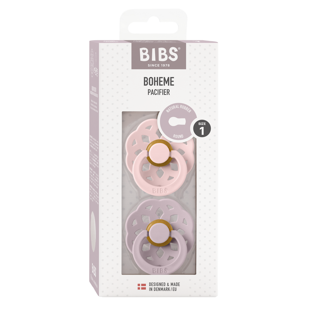 BIBS Boheme Pacifier 2 Pack - Blossom/Dusky Lilac