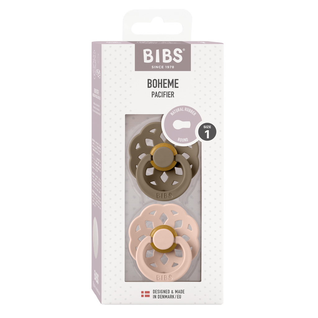BIBS Boheme Pacifier 2 Pack - Dark Oak/Blush