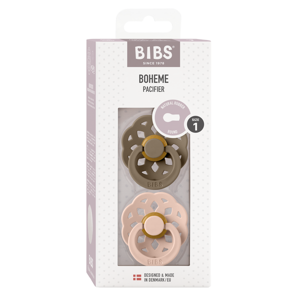 BIBS Boheme Pacifier 2 Pack - Dark Oak/Blush