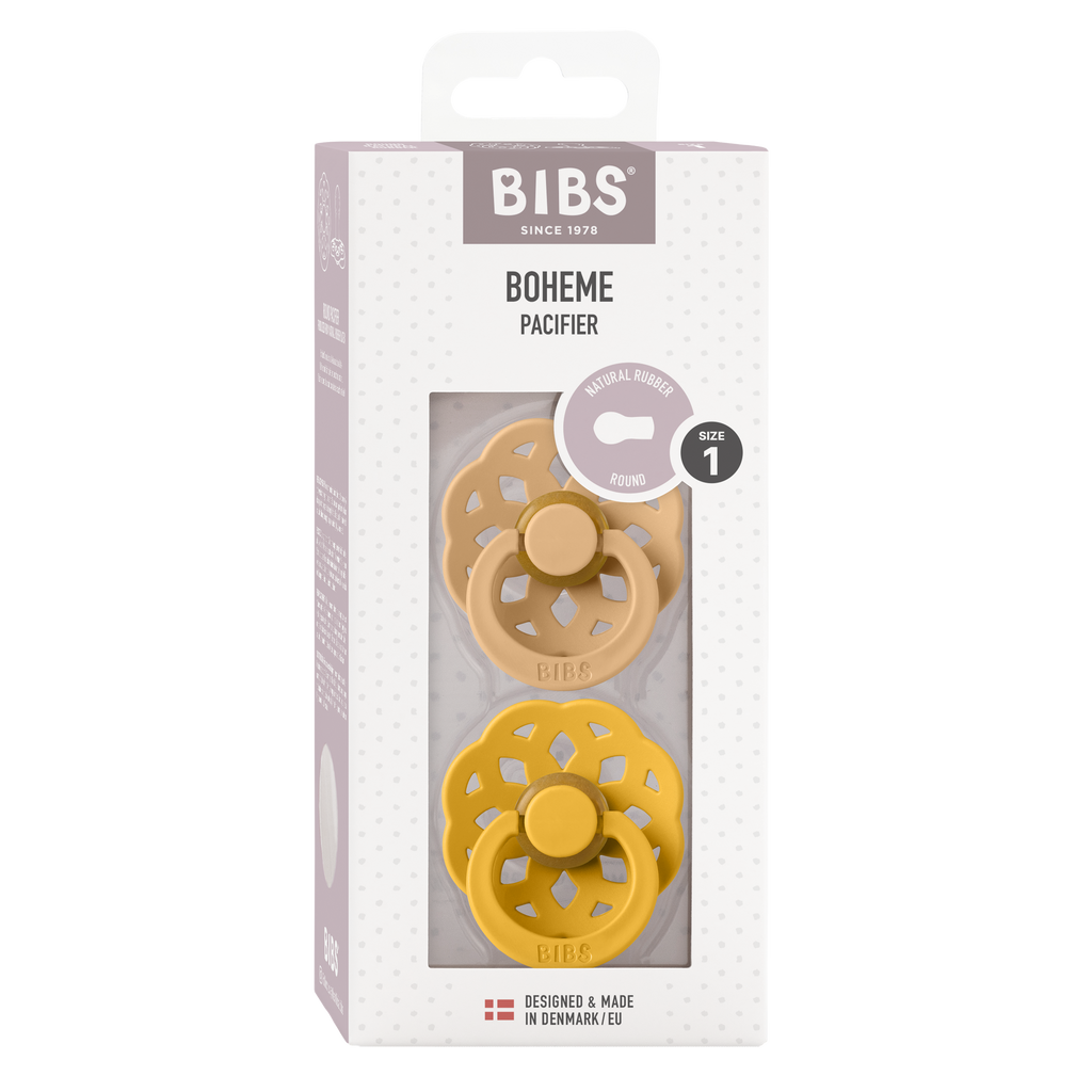 BIBS Boheme Pacifier 2 Pack - Desert Sand/Honey Bee