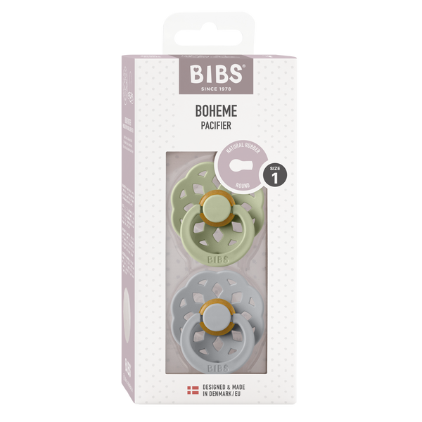 BIBS Boheme Pacifier 2 Pack - Sage/Cloud