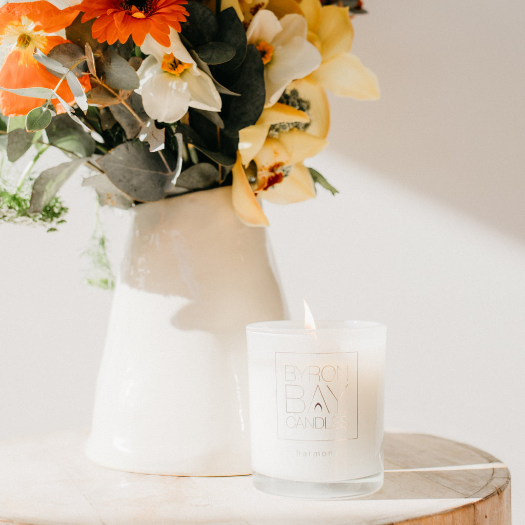 BYRON BAY CANDLES Pure Soy Candle with 100% Pure Essential Oils - Harmony