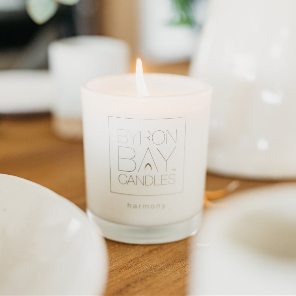 BYRON BAY CANDLES Pure Soy Candle with 100% Pure Essential Oils - Harmony