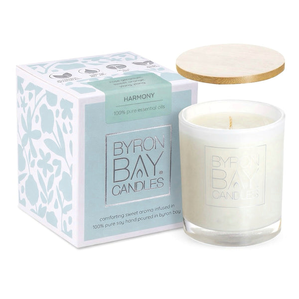 BYRON BAY CANDLES Pure Soy Candle with 100% Pure Essential Oils - Harmony