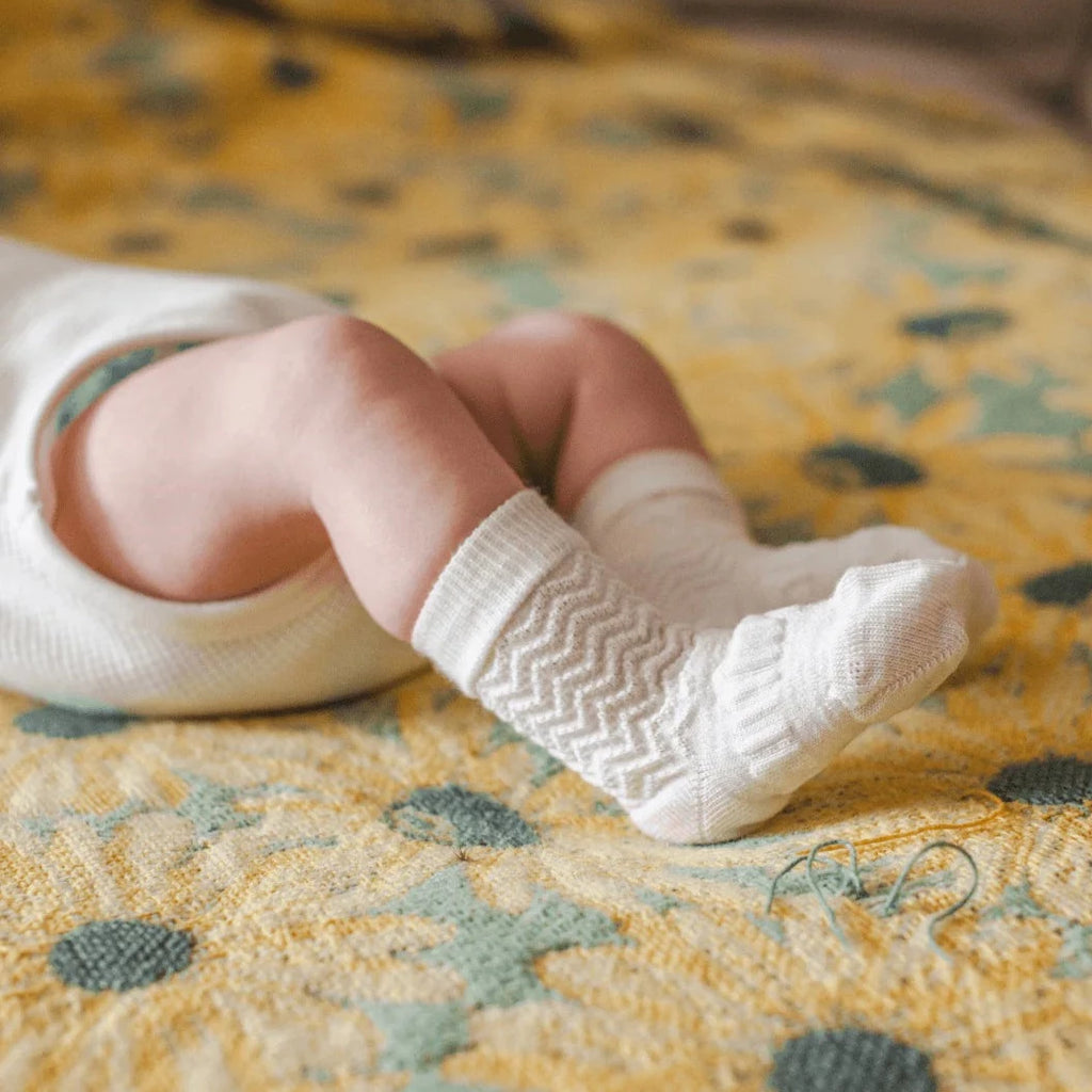 LAMINGTON  Merino Wool Baby Crew Socks - Pearl