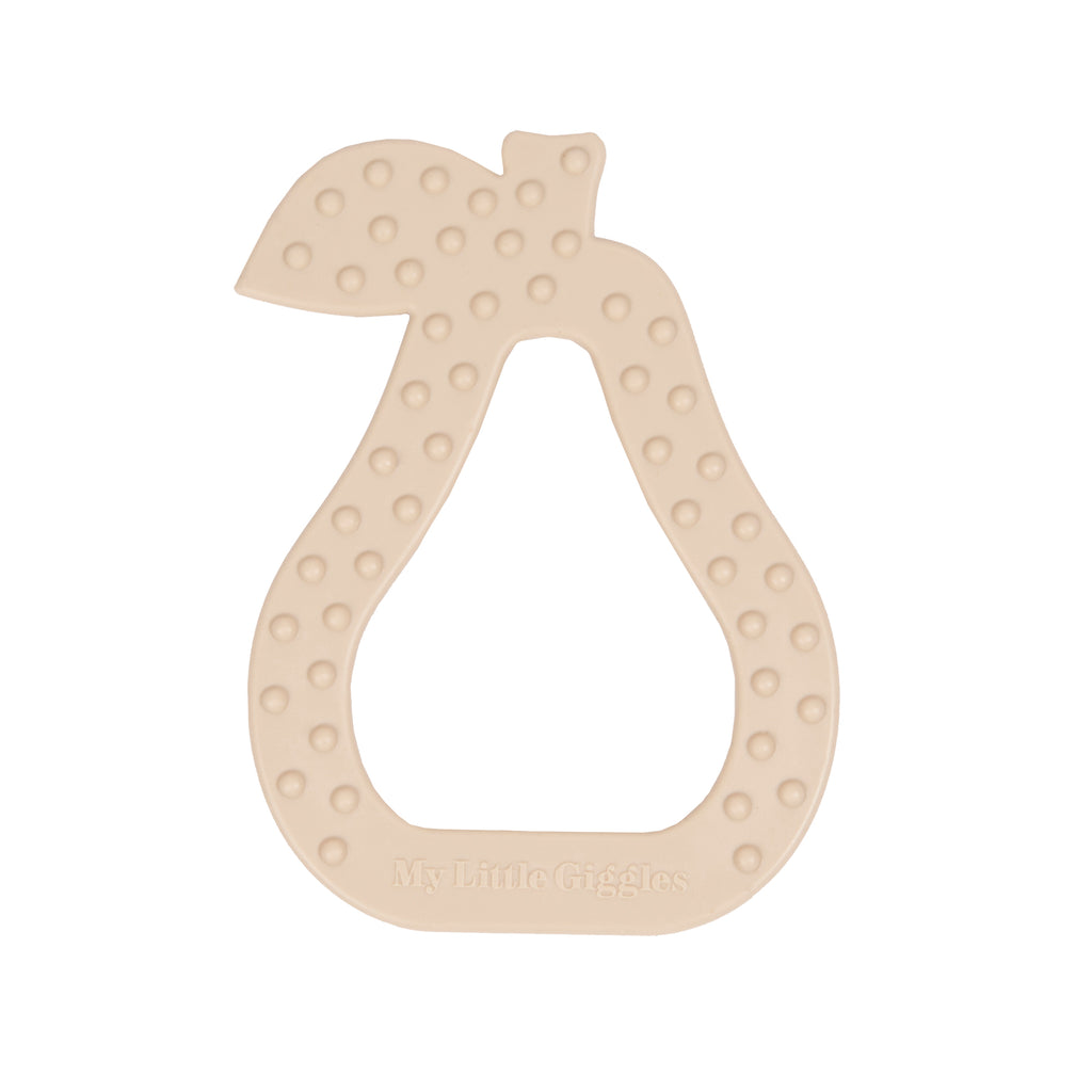 MY LITTLE GIGGLES Pear Teether Oatmeal back