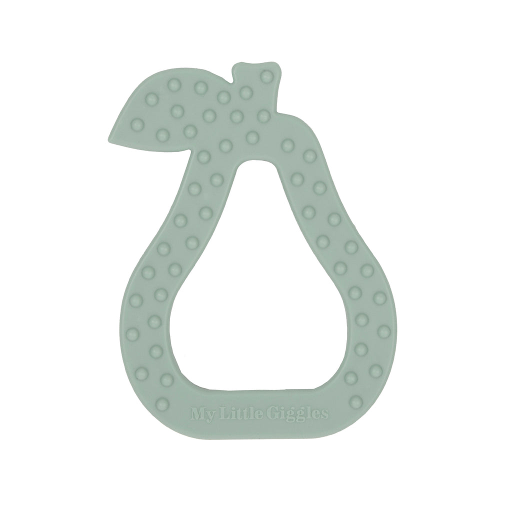 MY LITTLE GIGGLES Pear Teether Sage back