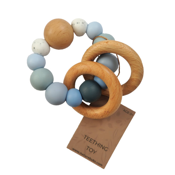 NATURE BUBZ Teether Rattle | Blue