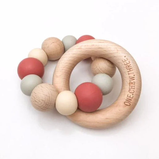 ONE.CHEW.THREE Teether Rattle - Mulberry