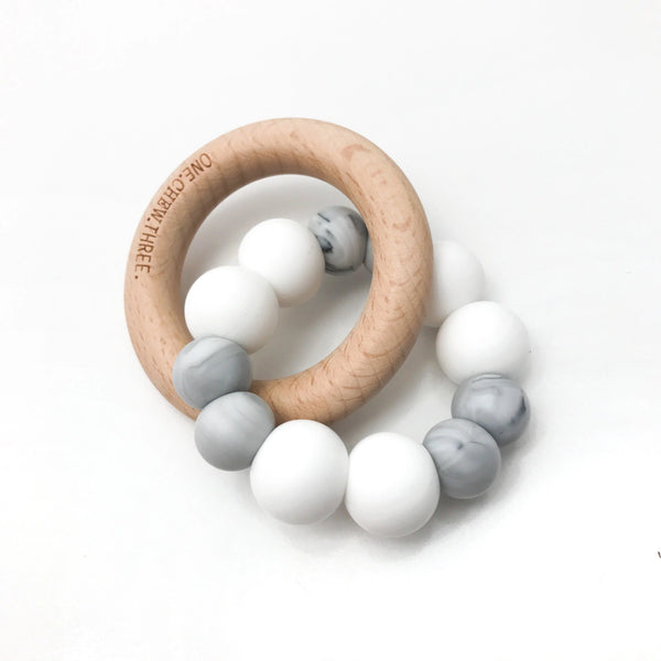 ONE CHEW THREE Teether - White & Grey
