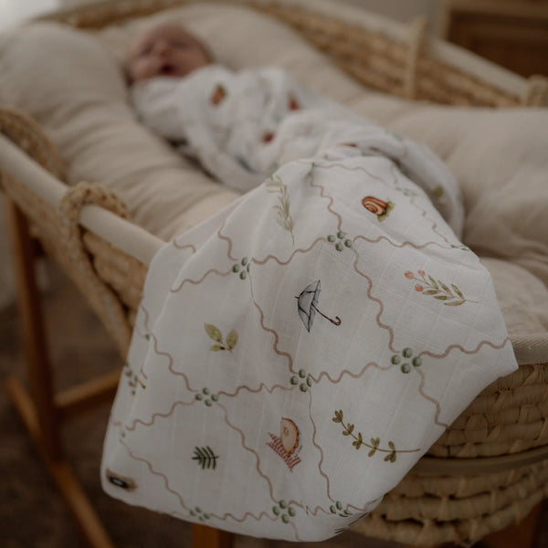 POP YA TOT Organic Muslin Swaddle - Cottage Picnic
