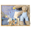 ROOM TO BLOOM Blue Moon Baby Gift Hamper gift set with plaush bunny, blanket, and more in a wooden box, featuring 'Kissed by the Moon' book.