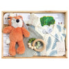 ROOM TO BLOOM Creatures of Nature Baby Gift Hamper set with fox plush toy, teething ring, book and more in a wooden box.