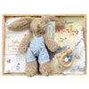 ROOM TO BLOOM Flitter Flutter Baby Gift Hamper set with plush rabbit toy, rattle, wrap and more in a wooden box