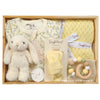 ROOM TO BLOOM Lemon Thyme Baby Gift Hamper Baby gift set with plush toy, blanket, and rattle and more in a wooden box.