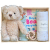 ROOM TO BLOOM My First Teddy Baby Gift Hamper set with teddy bear, book, teether, and more in a box.