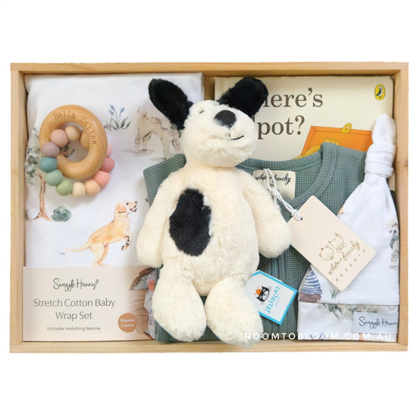 ROOM TO BLOOM Puppy Play Baby Gift Hamper