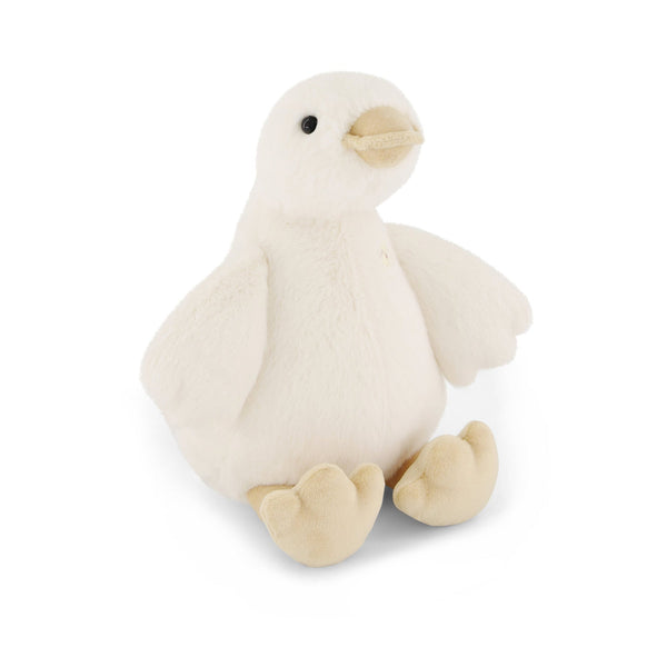 White plush SNUGGLE BUNNIES Rose the Duck toy on a white background
