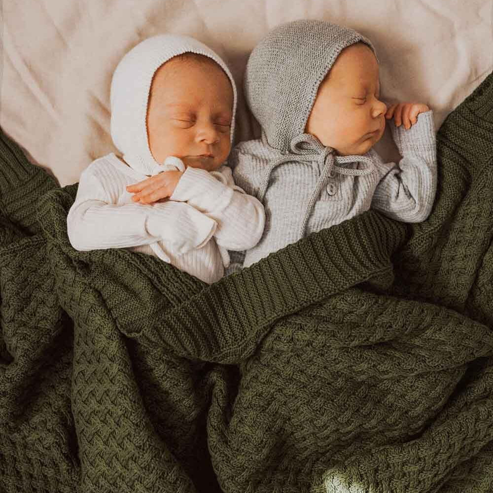 SNUGGLE HUNNY Diamond Knit Organic Baby Blanket - Olive