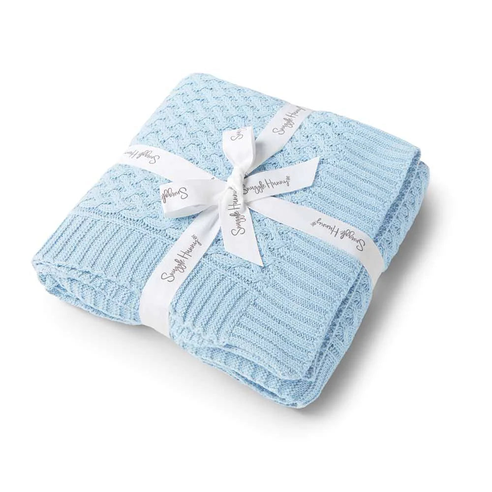 SNUGGLE HUNNY Diamond Knit Baby Blanket - Baby Blue