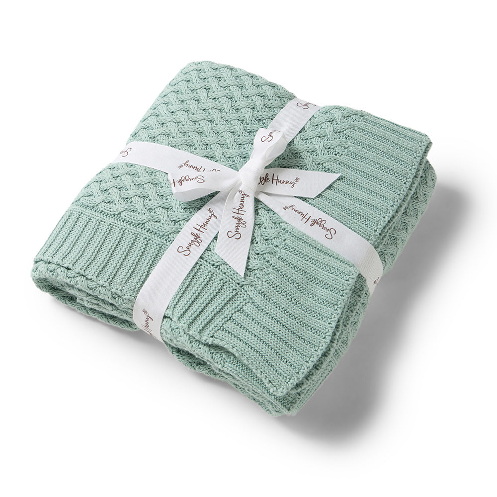 SNUGGLE HUNNY Diamond Knit Baby Blanket - Sage