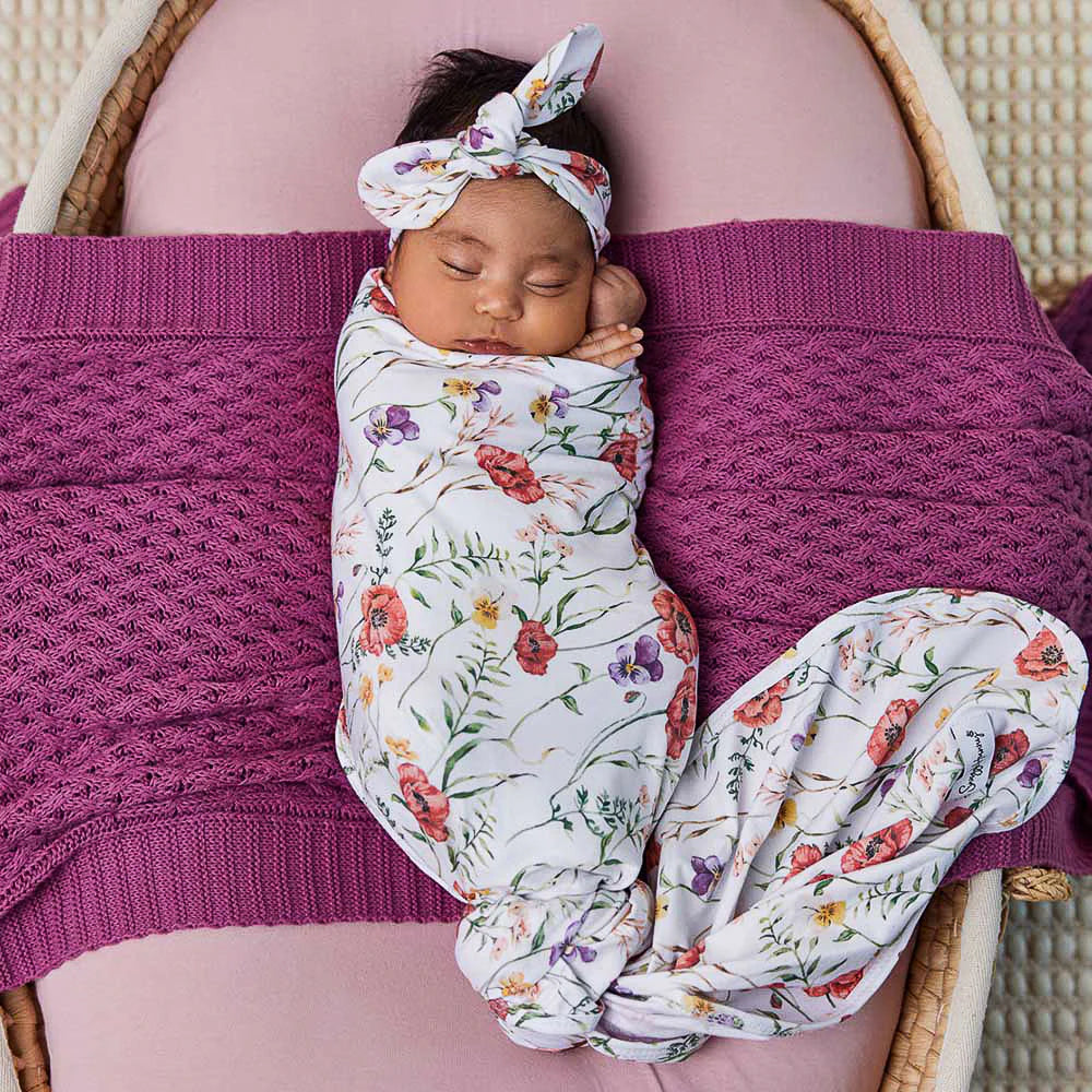 SNUGGLE HUNNY Organic Jersey Wrap & Topknot set - Meadow
