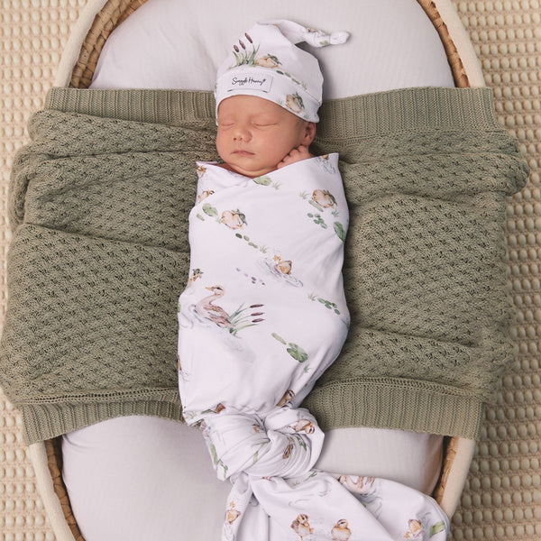 SNUGGLE HUNNY  Organic Jersey Wrap & Beanie set - Duck Pond