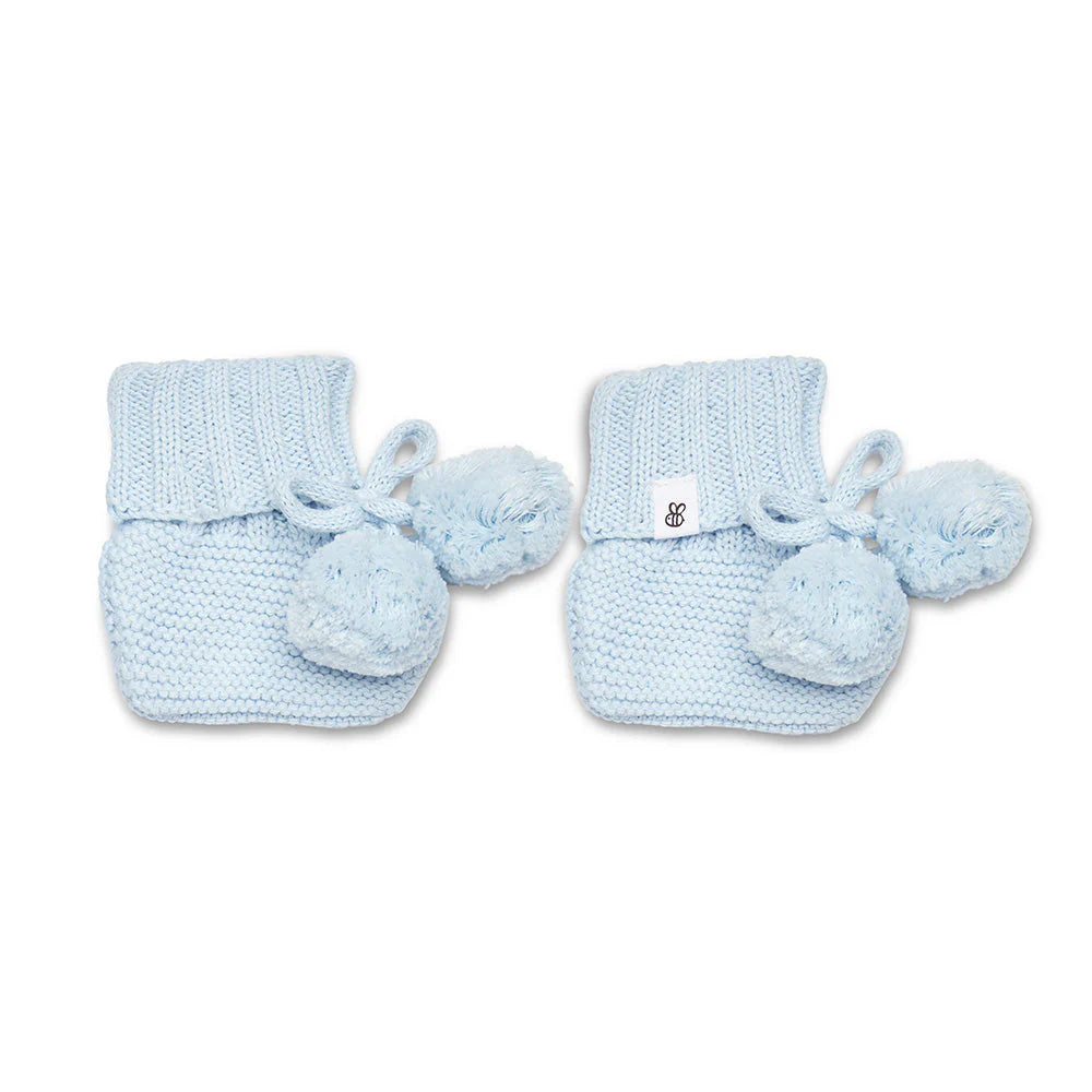 SNUGGLE HUNNY Organic Cotton Knit Booties - Baby Blue