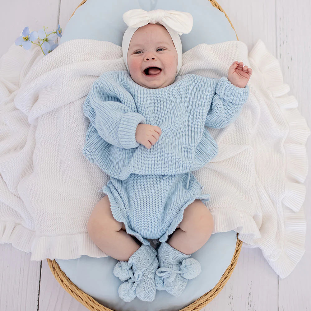 SNUGGLE HUNNY Organic Cotton Knit Booties - Baby Blue