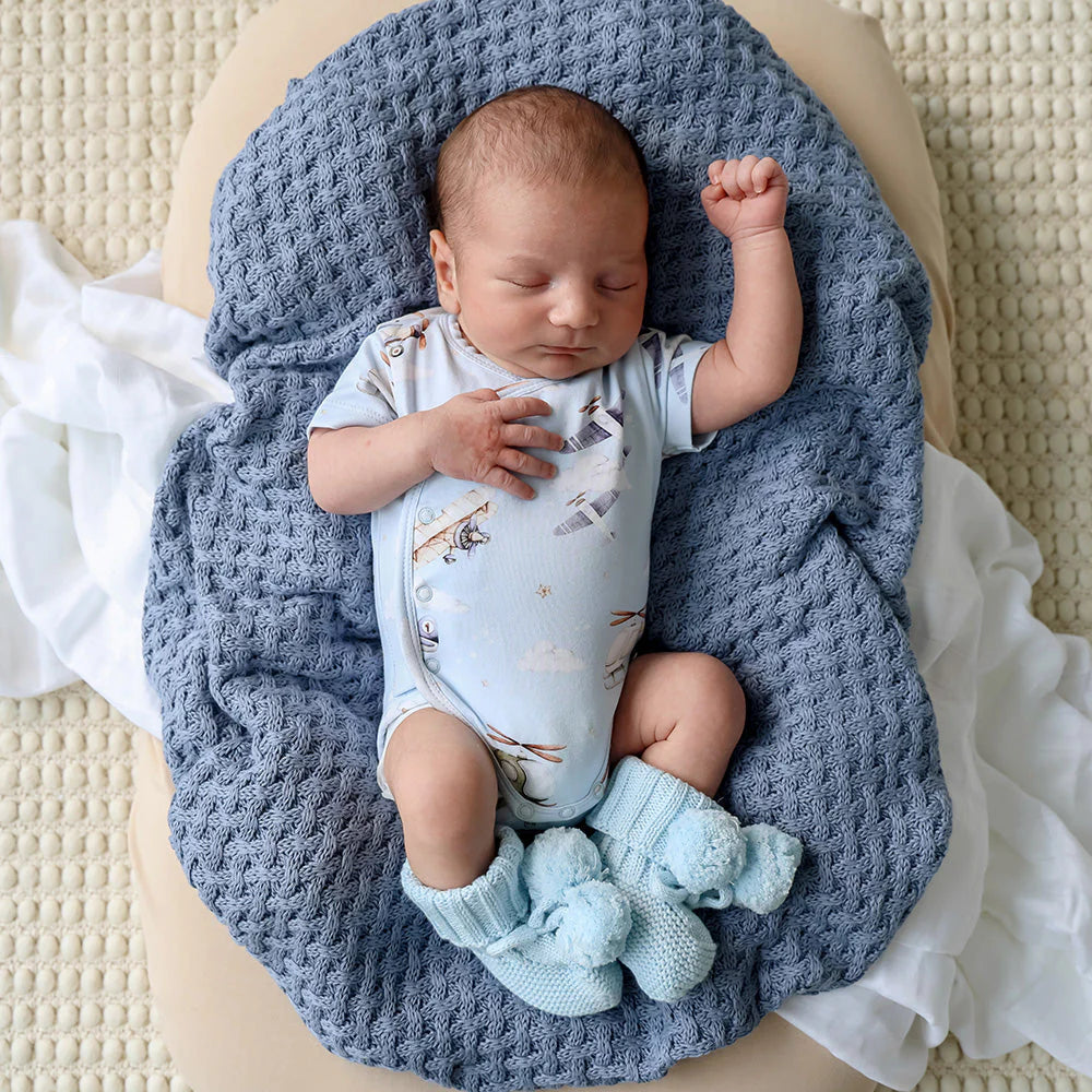 SNUGGLE HUNNY Organic Cotton Knit Booties - Baby Blue