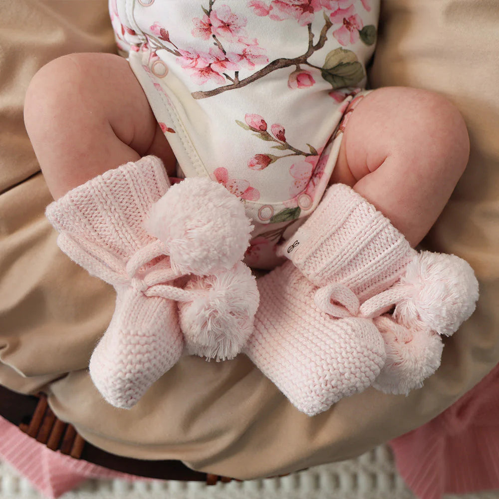 SNUGGLE HUNNY Organic Cotton Knit Booties - Blush Pink