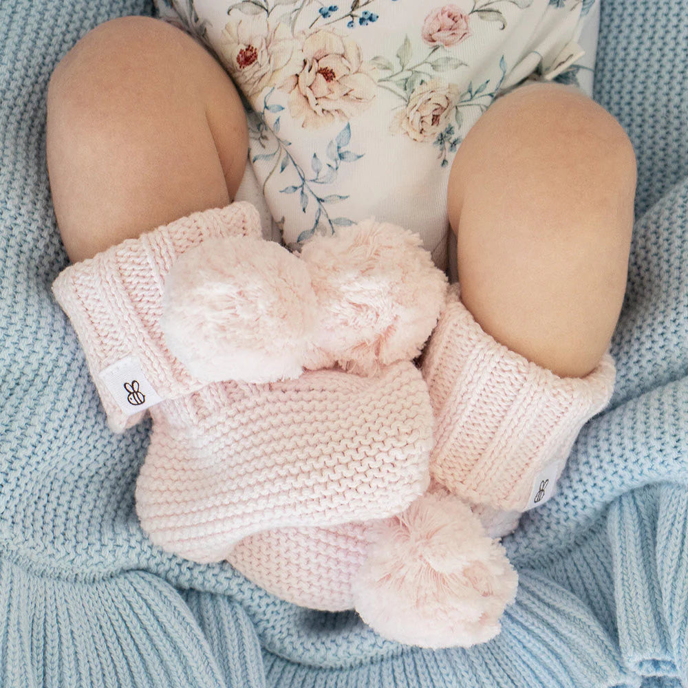 SNUGGLE HUNNY Organic Cotton Knit Booties - Blush Pink