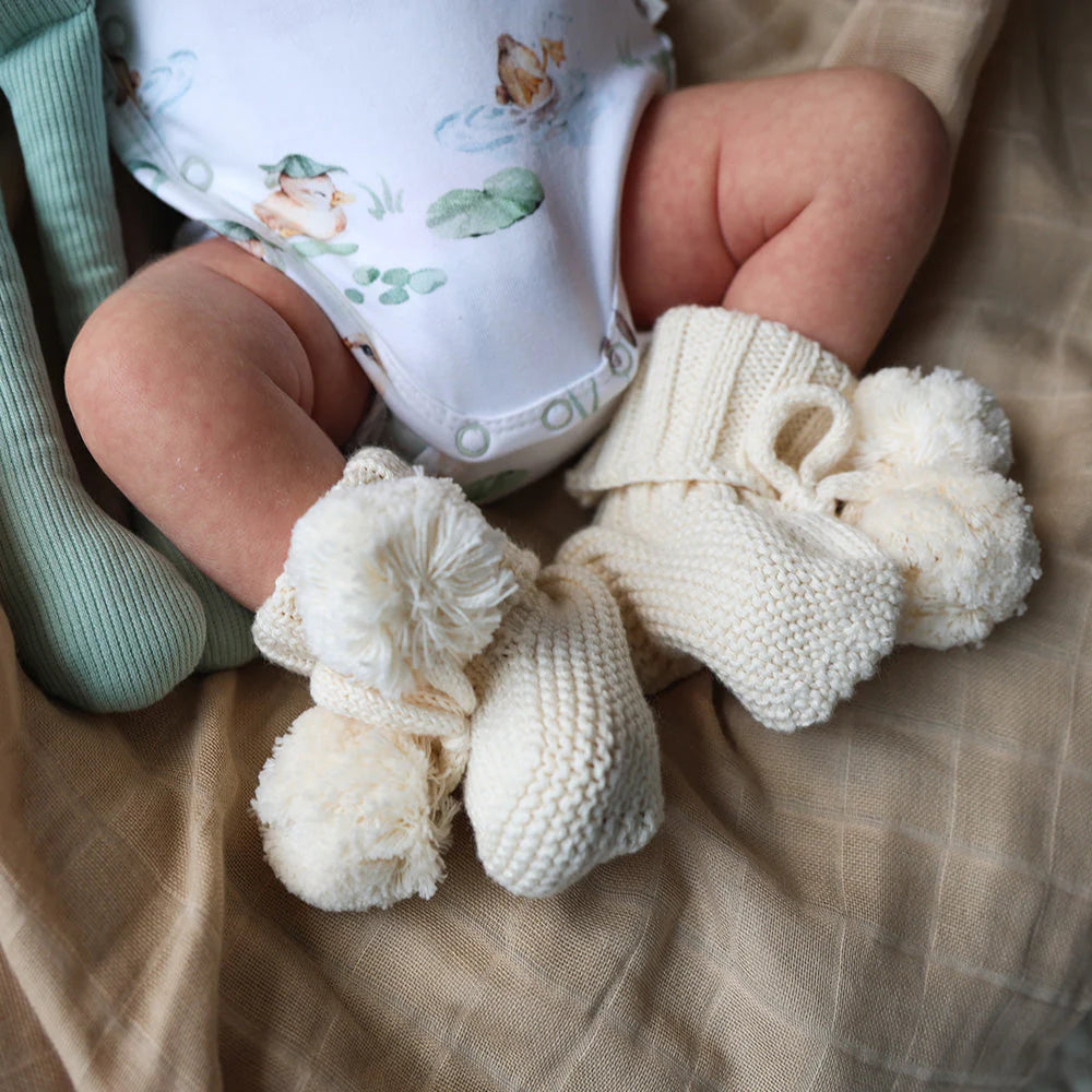 SNUGGLE HUNNY Organic Cotton Knit Booties - Cream