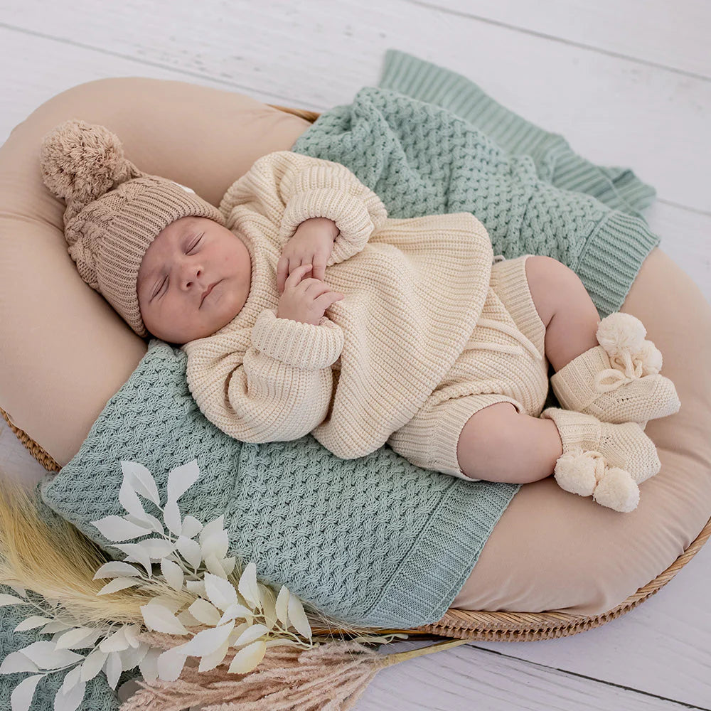 SNUGGLE HUNNY Organic Cotton Knit Booties - Cream
