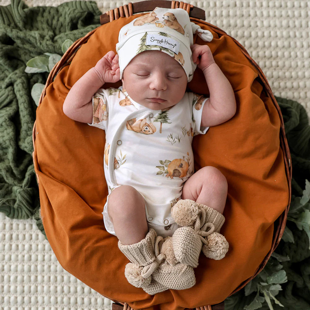 SNUGGLE HUNNY Organic Cotton Knit Booties - Hazelnut
